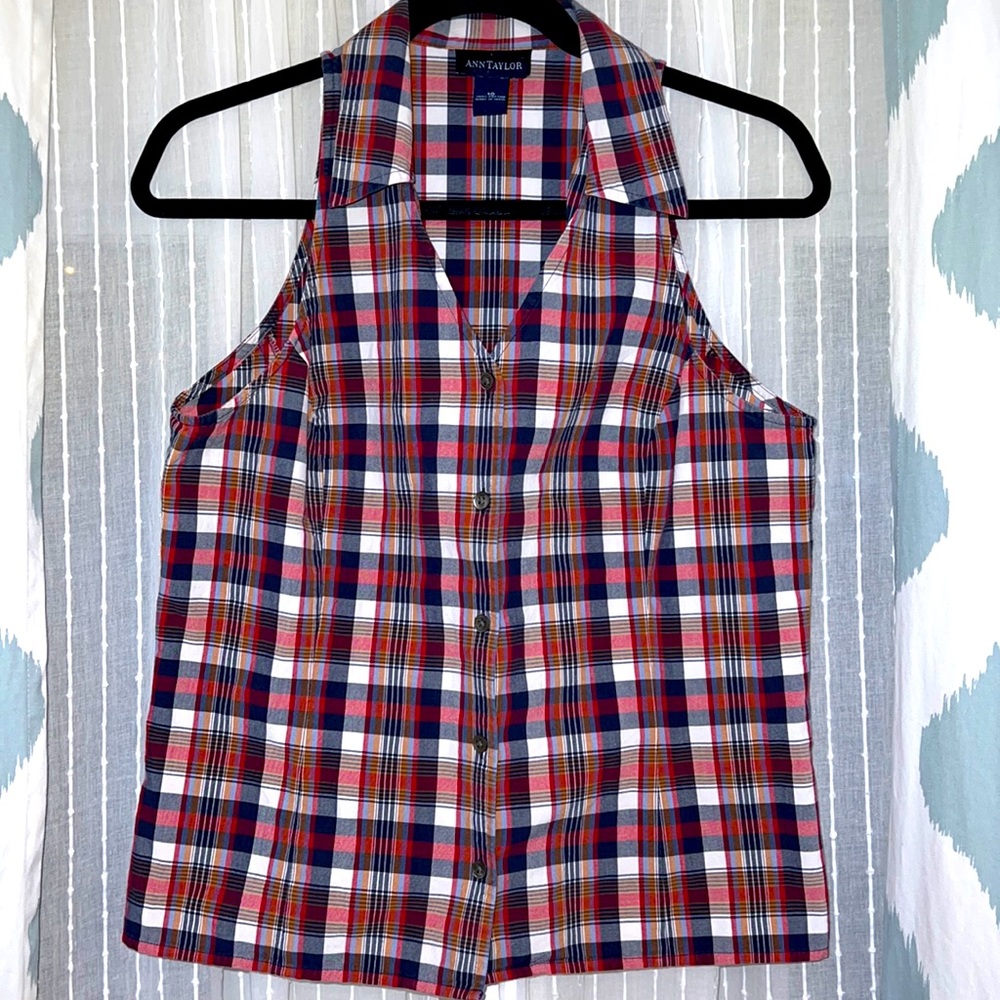 Ann Taylor Plaid Sleeveless Top